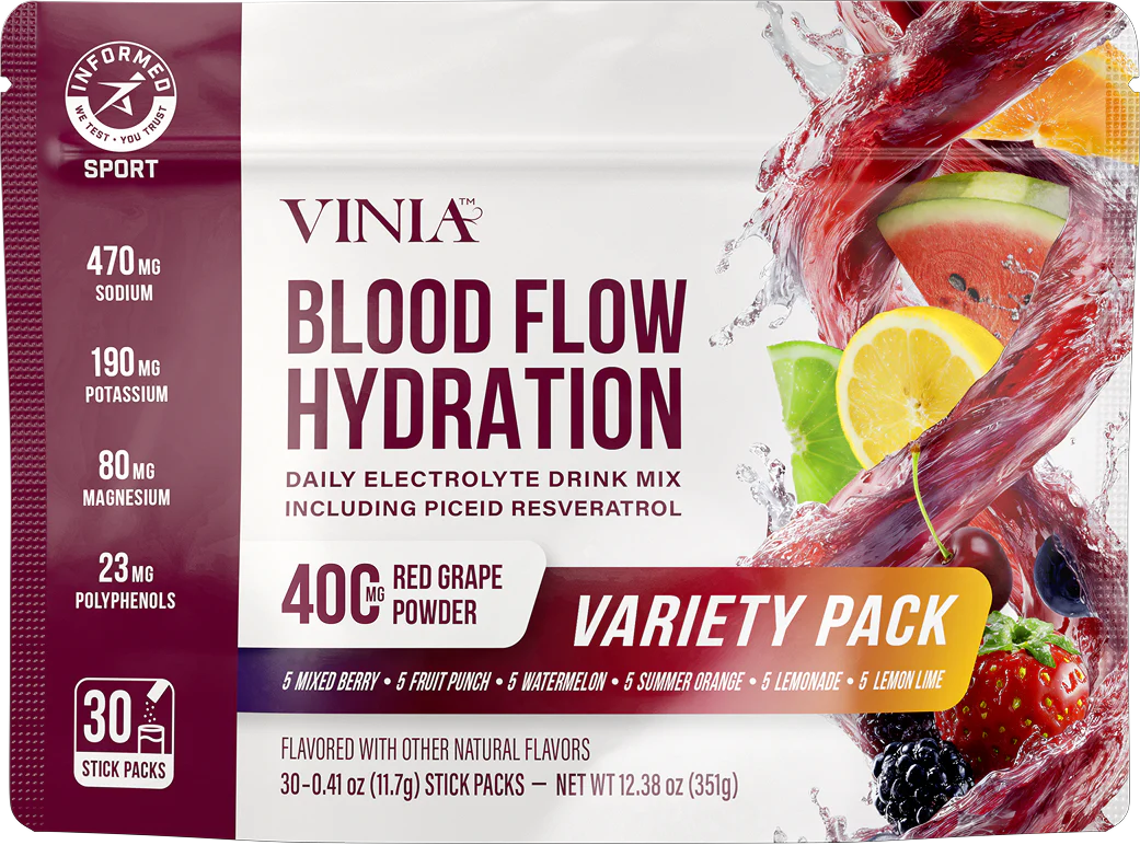 Wholesale - VINIA Blood Flow Hydration™ - Variety Pack - 30 Stick - 8 Box Case